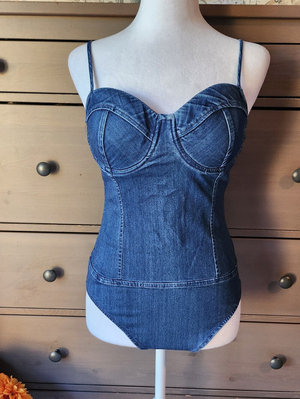 Haute Monde Denim Corset Bodysuite